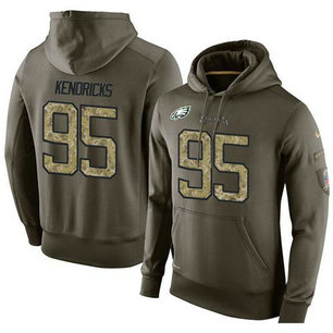 NFL Men's Nike Philadelphia Eagles #95 Mychal Kendricks Stitched Green Olive Salute To Service KO Performance Hoodie