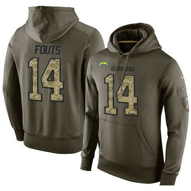 NFL Men's Nike San Diego Chargers #14 Dan Fouts Stitched Green Olive Salute To Service KO Performance Hoodie NFL Men's Nike San Diego Chargers #14 Dan Fouts Stitched Green Olive Salute To Service KO Performance Hoodie