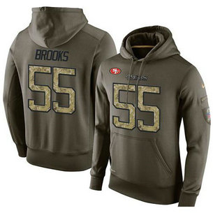 NFL Men's Nike San Francisco 49ers #55 Ahmad Brooks Stitched Green Olive Salute To Service KO Performance Hoodie NFL Men's Nike San Francisco 49ers #55 Ahmad Brooks Stitched Green Olive Salute To Service KO Performance Hoodie