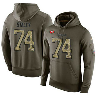 NFL Men's Nike San Francisco 49ers #74 Joe Staley Stitched Green Olive Salute To Service KO Performance Hoodie NFL Men's Nike San Francisco 49ers #74 Joe Staley Stitched Green Olive Salute To Service KO Performance Hoodie