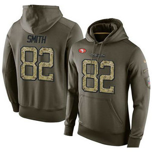 NFL Men's Nike San Francisco 49ers #82 Torrey Smith Stitched Green Olive Salute To Service KO Performance Hoodie NFL Men's Nike San Francisco 49ers #82 Torrey Smith Stitched Green Olive Salute To Service KO Performance Hoodie