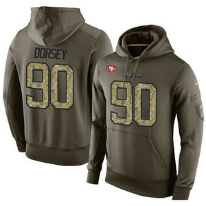 NFL Men's Nike San Francisco 49ers #90 Glenn Dorsey Stitched Green Olive Salute To Service KO Performance Hoodie NFL Men's Nike San Francisco 49ers #90 Glenn Dorsey Stitched Green Olive Salute To Service KO Performance Hoodie
