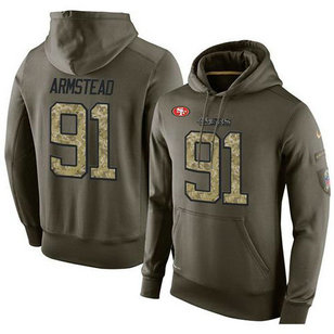 NFL Men's Nike San Francisco 49ers #91 Arik Armstead Stitched Green Olive Salute To Service KO Performance Hoodie NFL Men's Nike San Francisco 49ers #91 Arik Armstead Stitched Green Olive Salute To Service KO Performance Hoodie