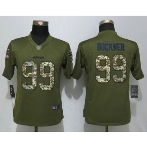 NFL Nike 49ers 99 DeForest Buckner Green Salute To Service Women Jersey NFL Nike 49ers 99 DeForest Buckner Green Salute To Service Women Jersey