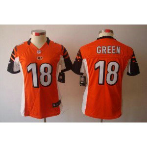 NFL Nike Bengals 18 A.J. Green Orange Women's Limited Jersey NFL Nike Bengals 18 A.J. Green Orange Women's Limited Jersey