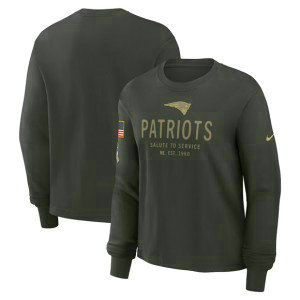 NFL Patriots Dark Green 2025 Salute to Service Sideline Dri-FIT Long Sleeve T-Shirt