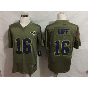 NFL Rams 16 Jared Goff Olive Salute To Service Nike Limited Men Jersey