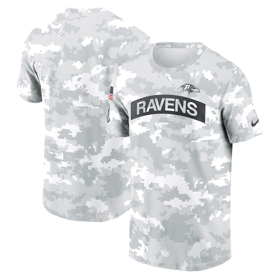 NFL Ravens 2024 White Grey Salute To Service t shirt NFL Ravens 2024 White Grey Salute To Service t shirt
