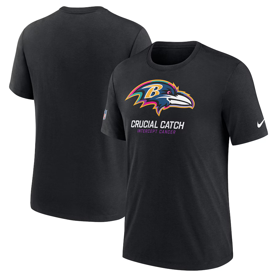 NFL Ravens Charcoal 2024 Crucial Catch Performance T-Shirt NFL Ravens Charcoal 2024 Crucial Catch Performance T-Shirt