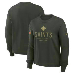 NFL Saints Dark Green 2025 Salute to Service Sideline Dri-FIT Long Sleeve T-Shirt