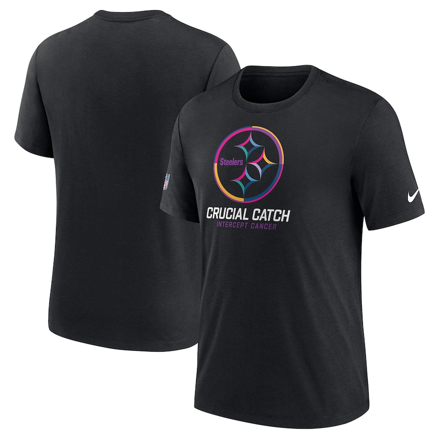NFL Steelers Charcoal 2024 Crucial Catch Performance T-Shirt
