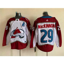 NHL Avalanche 29 Nathan MacKinnon White A Patch Adidas Men Jersey NHL Avalanche 29 Nathan MacKinnon White A Patch Adidas Men Jersey