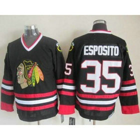 NHL Blackhawks 35 Tony Esposito Black CCM Throwback Men Jersey NHL Blackhawks 35 Tony Esposito Black CCM Throwback Men Jersey