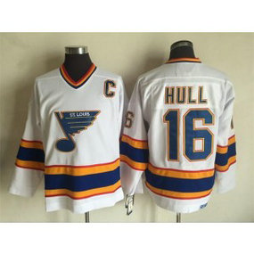 NHL Blues 16 Brett Hull White CCM Throwback Men Jersey NHL Blues 16 Brett Hull White CCM Throwback Men Jersey