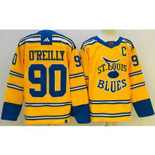 NHL Blues 90 Ryan O'Reilly Yellow 2022-23 Reverse Adidas Men Jersey
