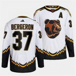 NHL Bruins 37 Patrice Bergeron White 2022-23 Retro Adidas Men Jersey NHL Bruins 37 Patrice Bergeron White 2022-23 Retro Adidas Men Jersey