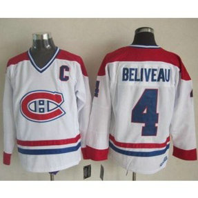 NHL Canadiens 4 Jean Beliveau White CCM Throwback Men Jersey NHL Canadiens 4 Jean Beliveau White CCM Throwback Men Jersey
