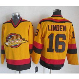 NHL Canucks 16 Trevor Linden Gold CCM Throwback Men Jersey NHL Canucks 16 Trevor Linden Gold CCM Throwback Men Jersey