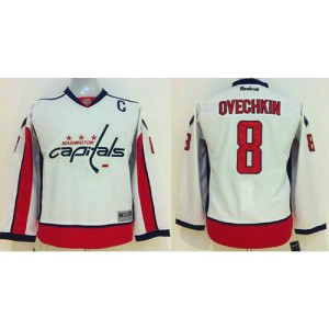 NHL Capitals 8 Alex Ovechkin White Youth Jersey NHL Capitals 8 Alex Ovechkin White Youth Jersey