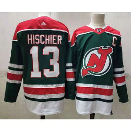NHL Devils 13 Nico Hischier Green Adidas Men Jersey NHL Devils 13 Nico Hischier Green Adidas Men Jersey