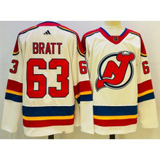 NHL Devils 63 Bratt White 2022-23 Retro Adidad Men Jersey NHL Devils 63 Bratt White 2022-23 Retro Adidad Men Jersey