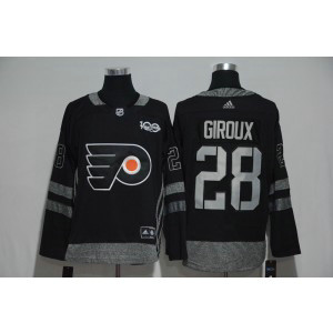 NHL Flyers 28 Claude Giroux Black 100th Anniversary Season Men Jersey