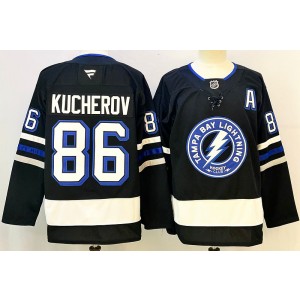 NHL Lightning 86 Nikita Kucherov Black New Logo New Men Jersey