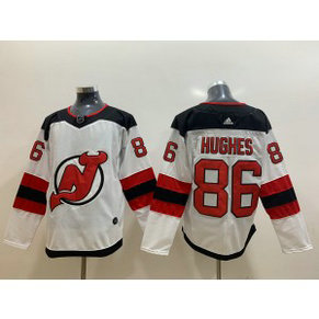 NHL New Jersey Devils 86 Jack Hughes White Adidas Men Jersey