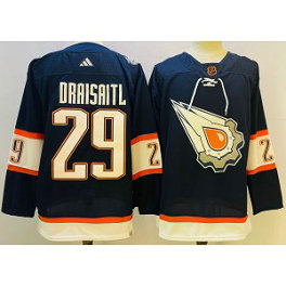 NHL Oilers 29 Leon Draisaitl Navy 2022-23 Retro Adidas Men Jersey