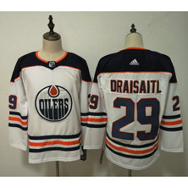 NHL Oilers 29 Leon Draisaitl White Adidas Men Jersey