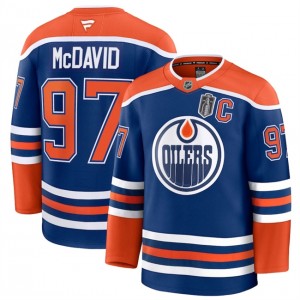 NHL Oilers 97 Connor McDavid Royal 2025 Stanley Cup Final Patch New Men Jersey