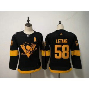 NHL Penguins 58 Kris Letang 2019 Stadium Series Black Adidas Women Jersey