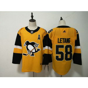 NHL Penguins 58 Kris Letang Yellow Alternate Adidas Men Jersey NHL Penguins 58 Kris Letang Yellow Alternate Adidas Men Jersey