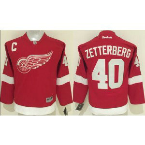 NHL Red Wings 40 Henrik Zetterberg Red Home C Patch Youth Jersey