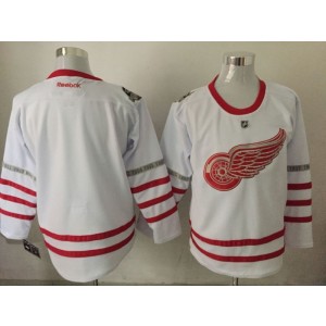 NHL Red Wings Blank White 100th Anniversary Reebok Men Jersey