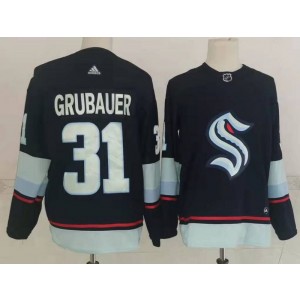 NHL Seattle Kraken 31 Grubauer Blue Adidas Men Jersey