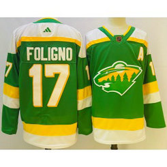 NHL Wild 17 Marcus Foligno Green 2022-23 Retro Adidas Men Jersey NHL Wild 17 Marcus Foligno Green 2022-23 Retro Adidas Men Jersey