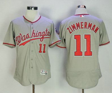 Nationals 11 Ryan Zimmerman Gray Flexbase Jersey