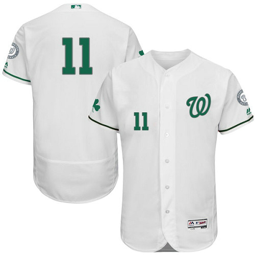 Nationals 11 Ryan Zimmerman White St. Patrick's Day Flexbase Jersey