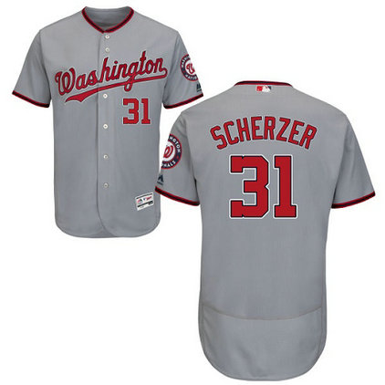 Nationals 31 Max Scherzer Gray Flexbase Jersey