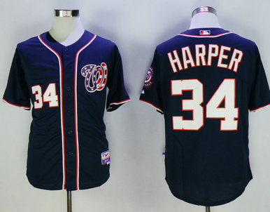 Nationals 34 Bryce Harper Navy Cool Base Jersey
