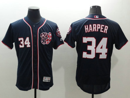 Nationals 34 Bryce Harper Navy Flexbase Jersey