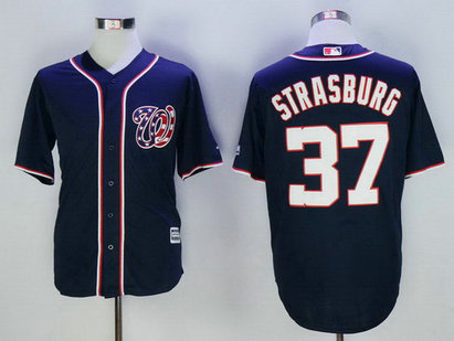 Nationals 37 Stephen Strasburg Navy New Cool Base Jersey
