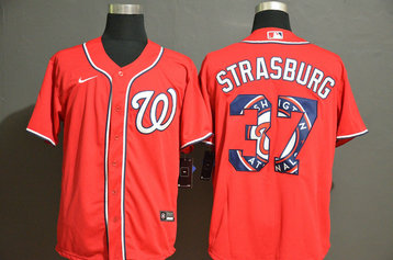 Nationals 37 Stephen Strasburg Red 2020 Nike Cool Base Fashion Jersey