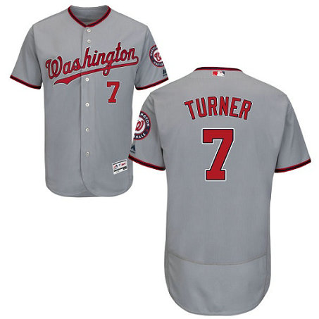 Nationals 7 Trea Turner Gray Flexbase Jersey