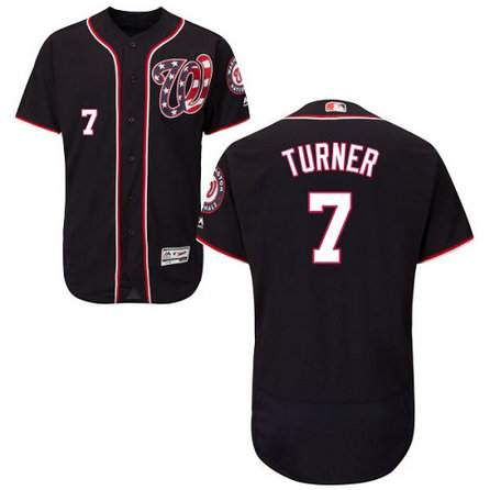 Nationals 7 Trea Turner Navy Flexbase Jersey