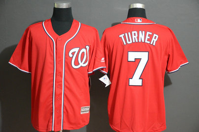 Nationals 7 Trea Turner Red Cool Base Jersey