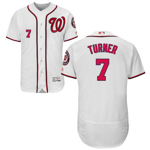 Nationals 7 Trea Turner White Flexbase Jersey