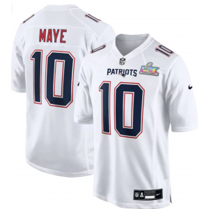 New England Patriots 10 Maye White 2026 Super Bowl LX Vapor Limited Men Jersey