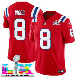 New England Patriots 8 Stefon Diggs Red 2026 Super Bowl LX F.U.S.E. Vapor Limited Men Jersey